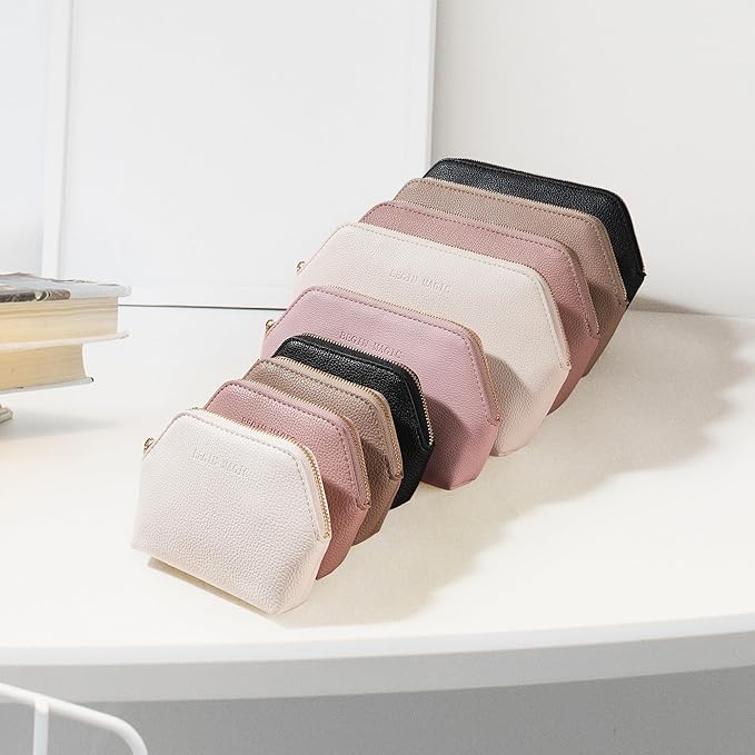 ROWNYEON BEGINMAGIC Small Makeup Bag for Purse, Mini Portable Cosmetic Bags for Women, PU Leather Coin Purse Lipstick Cosmetic Accessories Organizer, Travel Makeup Pouch Zipper Pouch for Men Women