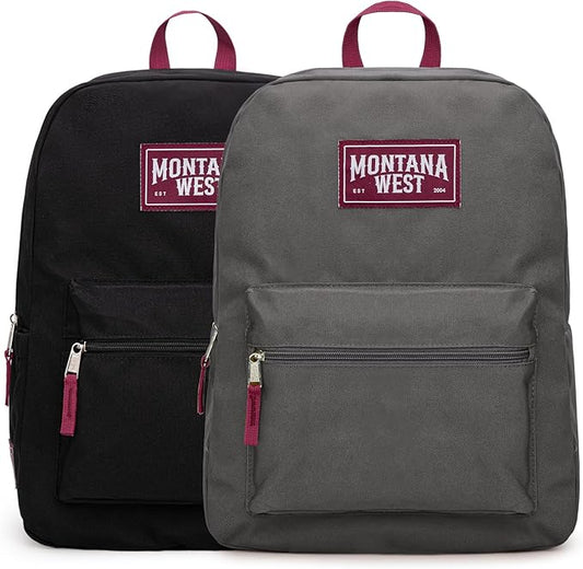Montana West Backpack for Women Men 2 PCS Lightweight College Bookbags Casual Daypack Backpacks for Commute & Travel