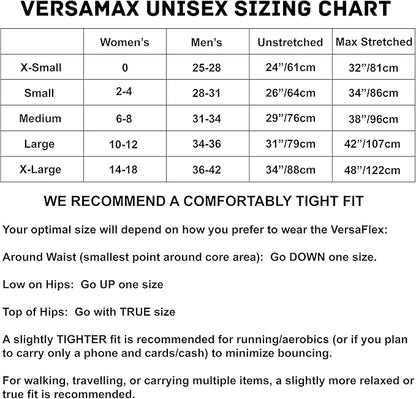 Sporteer VersaMax Running Belt, Travel Belt, Workout Waist Pack - Large Security Pockets Fit All Smartphones, Money, Passport, and Other Valuable Items (Black, Large)