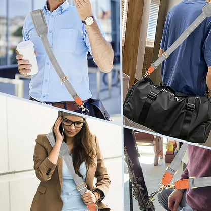 ZINZ 60" Universal Strap with Ultra-Thick Fixed Breathable Pad - Adjustable Heavy-Duty Shoulder Strap for Laptop, Crossbody Luggage, Gym Bag, Camera Bag and More - Gray Orange