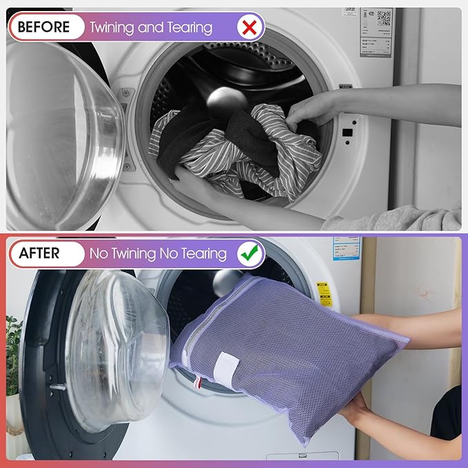 5-Pack Mesh Laundry Bags with ID Label, Sturdy Laundry Bags for Delicates, Hosiery, Underwear,Travel and Organize- 5 Color(14x20 Inch)