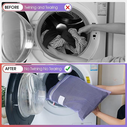 5-Pack Mesh Laundry Bags with ID Label, Sturdy Laundry Bags for Delicates, Hosiery, Underwear,Travel and Organize- 5 Color(14x20 Inch)