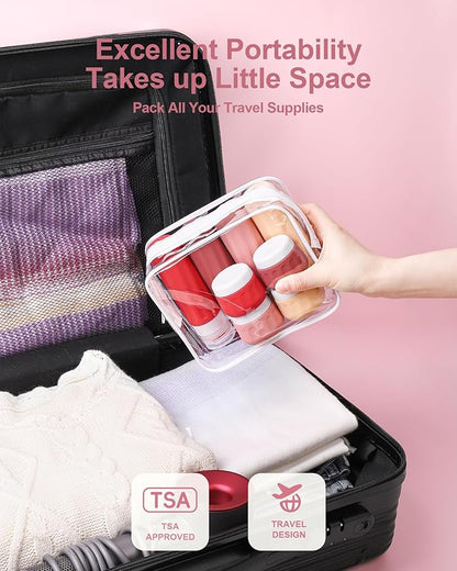 Travel Size Toiletries 8 Pack, TSA Approved 3oz/1oz Silicone Refillable Containers with Clear Travel Bag