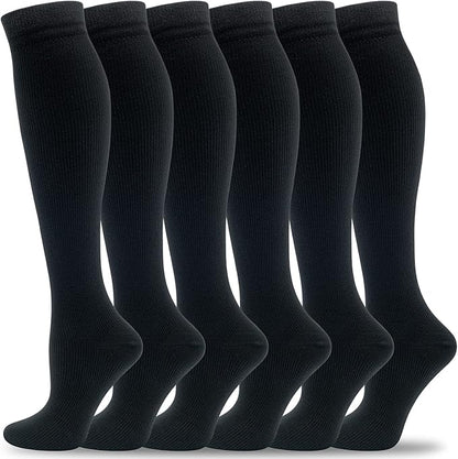 fenglaoda Compression Socks Women Men 6 Pairs, Knee High Best Support Circulation Socks for Running, Travel, Flight, Nurse