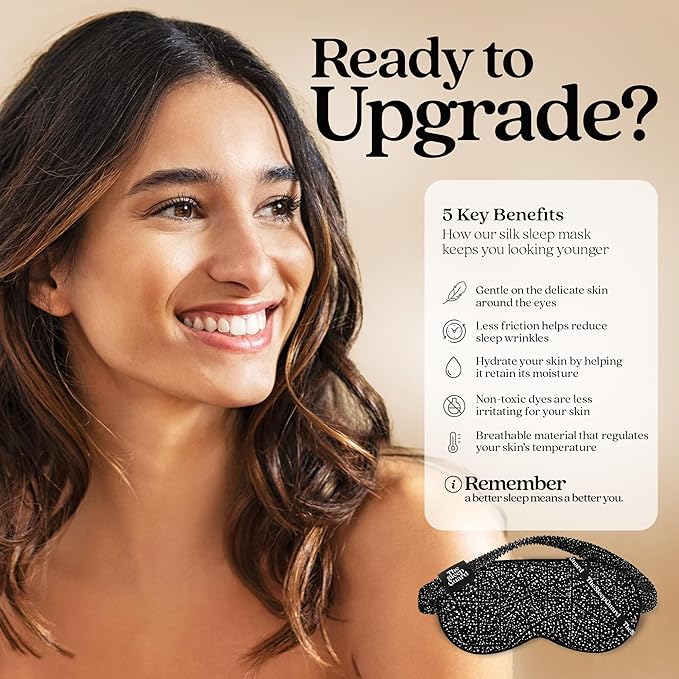 TheSleepGuard Pure Silk Sleep Mask [100% 6A Mulberry Silk, 22 Momme] Light Blocking Travel Essentials. Eye Masks for Sleeping. Black Oeko-Tex Blindfold. Eye Covers for Men & Women