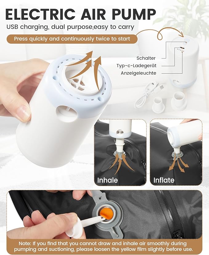 Travel Vacuum Backpack with Garment Bag, Large 18×14×8 Suit Carry on Bags Flight Approved, Personal Item Luggage with Vacuum System, Carry On Suit Luggage for Men Women, Black