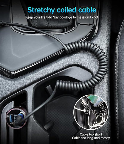 USB C Cable 100W 3FT Coiled USB C to USB C Charger Cable for Car, 2Pack Short Type C Cable Fast Charging Cable for iPhone 17/16/15/Plus/Pro Max/Samsung Galaxy S23, Compatible All Type C Devices,Blue