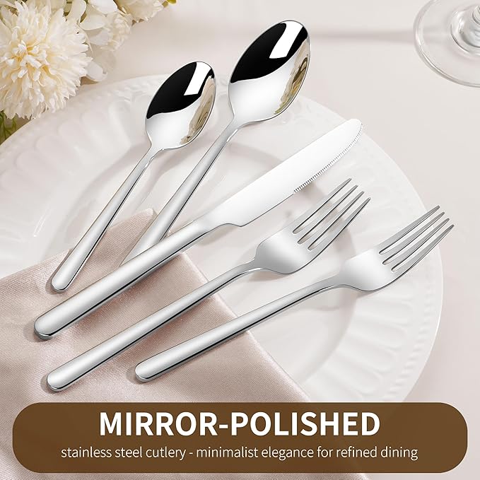 40 Piece Heavy Silverware Set for 8, 18/10 Stainless Steel Flatware, Cutlery Set Morror Polished, Dishwasher Safe for Home, Restaurant, Wedding, Party