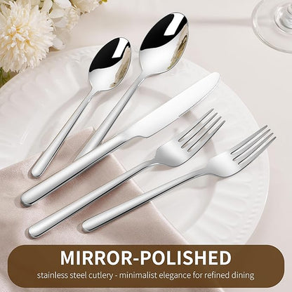 40 Piece Heavy Silverware Set for 8, 18/10 Stainless Steel Flatware, Cutlery Set Morror Polished, Dishwasher Safe for Home, Restaurant, Wedding, Party