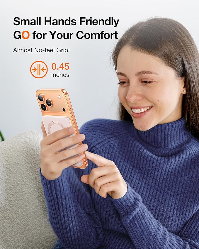 TORRAS EasyGo 0.45" Slim Magnetic Portable Charger Power Bank for iPhone, 5000mAh 22.5W Fast Charging Wireless Battery Pack Compatible with Magsafe, iPhone Air,Pro,Pro Max,17,16,15,14,13,12, Rose Gold