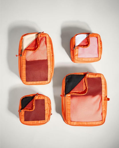 ANTLER - Compression Packing Cubes for Travel, Luggage Organiser for Suitcases or Bags, Travel Accessories, Set of 4, Coral