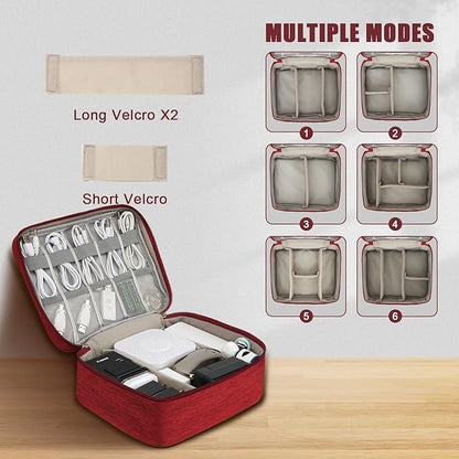 Electronic Organizer Travel Universal Cable Organizer Electronics Accessories Bag for Cable, Charger, Phone, USB, SD Card,1Pack