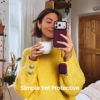 ORNARTO Compatible with AirPods Pro 3 Case 2025, Full Protective Hybrid Silicone for AirPods Pro 3rd Generation Case, Front LED Visible Skin Cover-Wine Red