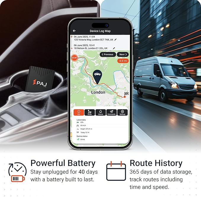 PAJ GPS COMPACT Finder 4G - GPS Tracker for Cars, Motorcycles and Trucks - Up to 40 Days Battery Life - Tracking Device for Theft Protection with Live Tracking, Alarm Notification in case of Emergency