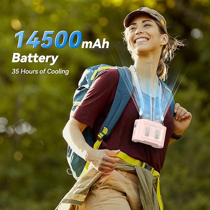 AMACOOL 14500mAh Portable Waist Fan, Strong Wind Power for Full Body Cooling Shirt Fan, 5 Speed Wearable Belt Clip on Fans, Battery Operated Personal Neck Fans for Outdoor Work Camping Travel