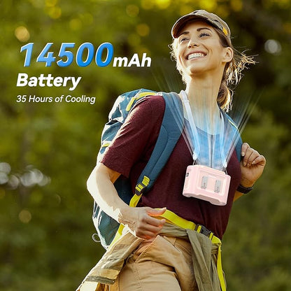 AMACOOL 14500mAh Portable Waist Fan, Strong Wind Power for Full Body Cooling Shirt Fan, 5 Speed Wearable Belt Clip on Fans, Battery Operated Personal Neck Fans for Outdoor Work Camping Travel