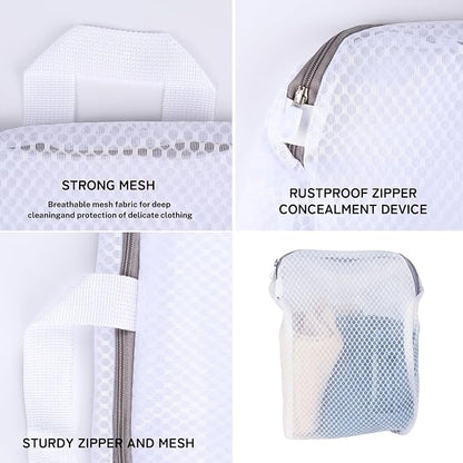 4 Pack Mesh Laundry Bag Mesh Laundry Bags Laundry with Handle for Washing Socks, Baby Items, Lingerie, Travel Garments (BEIGE, 4)