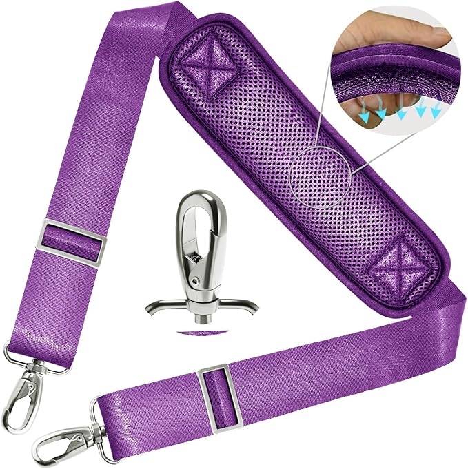ZINZ Shoulder Strap 78" Universal Handbag Strap with Ultra-thick Fixed Padded and Dual Balanced Adjustable Buckles Shoulder Crossbody Strap for Briefcase Messenger Bag Laptop bag Luggage，Purple