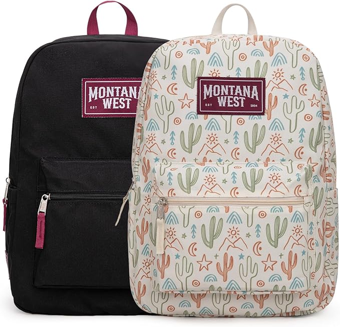 Montana West Backpack for Women Men 2 PCS Lightweight College Bookbags Casual Daypack Backpacks for Commute & Travel