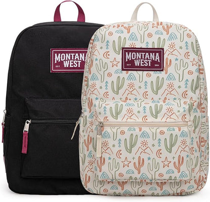 Montana West Backpack for Women Men 2 PCS Lightweight College Bookbags Casual Daypack Backpacks for Commute & Travel