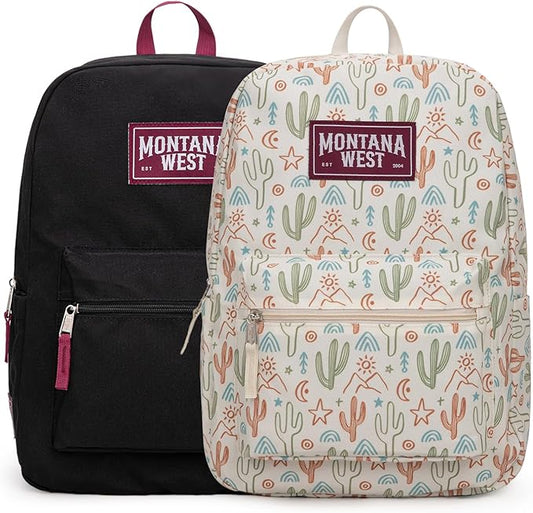 Montana West Backpack for Women Men 2 PCS Lightweight College Bookbags Casual Daypack Backpacks for Commute & Travel