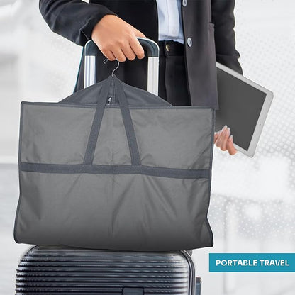 Travel Garment Bag with Zipper Pocket, Suit Bag for Suits, Dresses, Coats