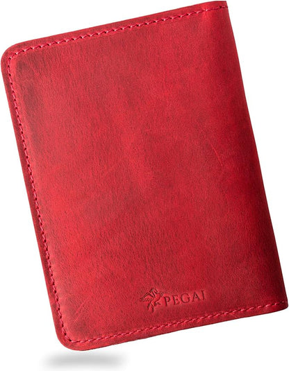 PEGAI Standard Full Grain Crazy Horse Leather Passport Holder | Custom Travel Passport Cover & Organizer | Handcrafted Leather Passport Wallet for Men and Women | Pike (Rose)