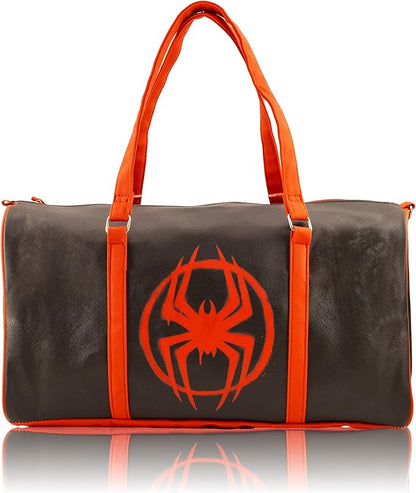 Mavel Spiderman Miles Morales Mini Duffle Bag for Kids | Spider-Man Travel Bag for Boys or Girls | Lightweight Black & Red Spiderverse Overnight Bag with Adjustable Strap | Ages 3+