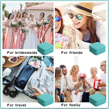 12 Pcs Small Jewelry Box Mini Travel Jewelry Case Bridesmaid Gift Pu Leather Jewelry Travel Organizer Small Jewelry Box Mini Storage Organizer Storage Box for Women Girls Bridesmaid Proposal Gift