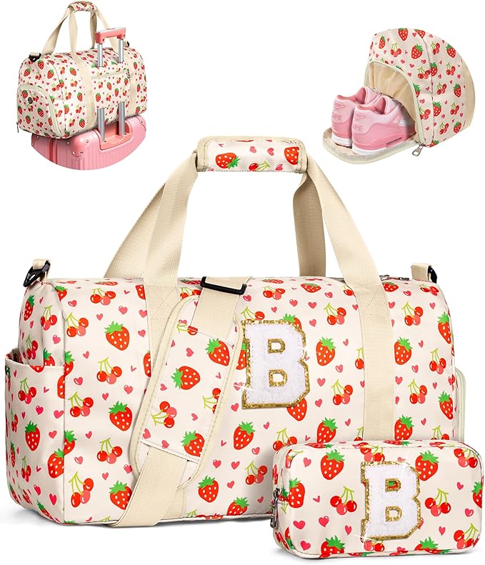 Gifts for 4 5 6 7 8 9 10 11 12 13 Year Old Girl, Personalized Kids Duffle Bag, Cute Gym Bag with Shoe Compartment, Christmas Stocking Stuffers Ideas, Waterproof Sports Overnight Travel Bag