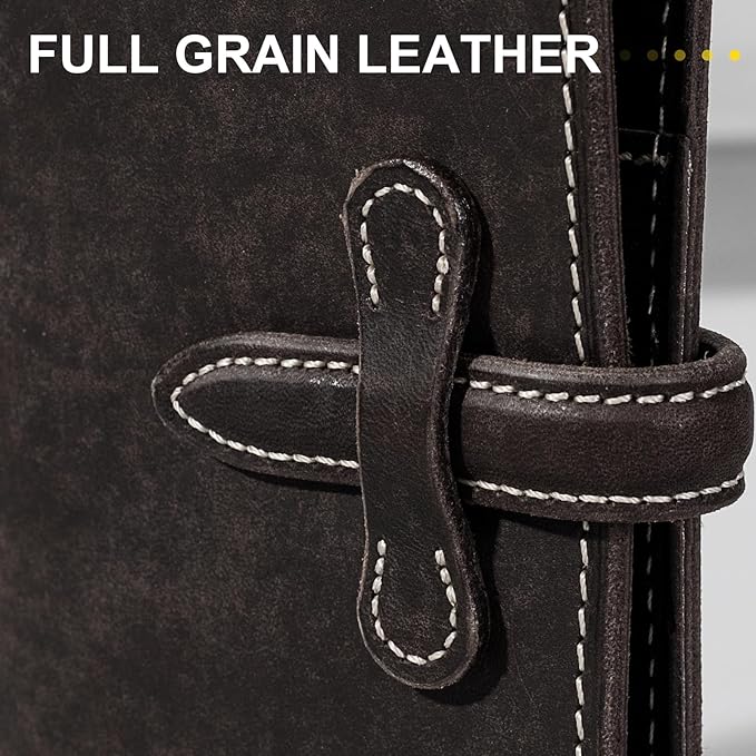 Leather Passport Holder for Travel Women Men, RFID Blocking Card Slot, Top-Grain leather with Magic Buckle, Boarding Pass Pocket,Retro Passport Wallet,Dark Gray