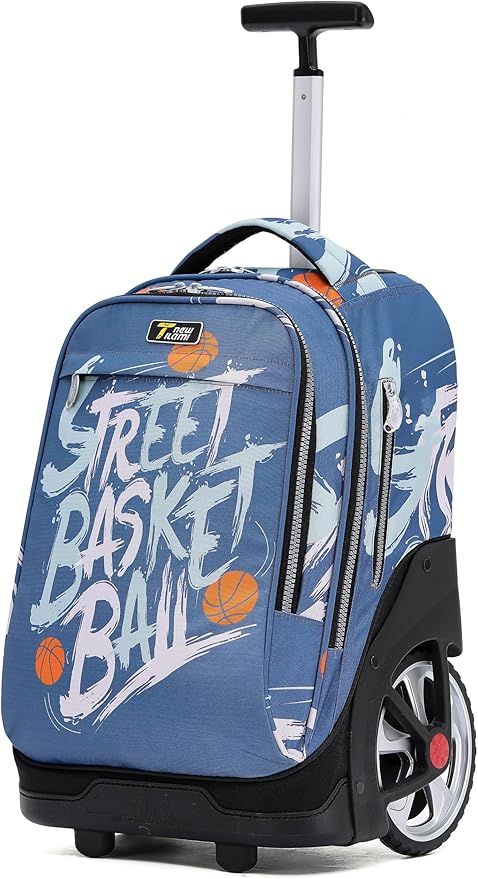 NEW TILAMI 19 inch Rolling Backpack Teens Rolling Backpack Cute Wheeled Laptop Backpack Bookbag Roller Travel Bag College, Basketball Street