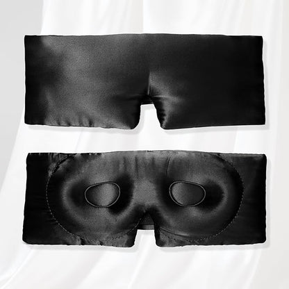 VOCOSTE 22 Momme Pure Silk Sleep Mask with Travel Pouch, 3D Contour Adjustable Blindfold for Side Sleepers, Eyelash Protecting for Natural Lashes & Extensions, Black