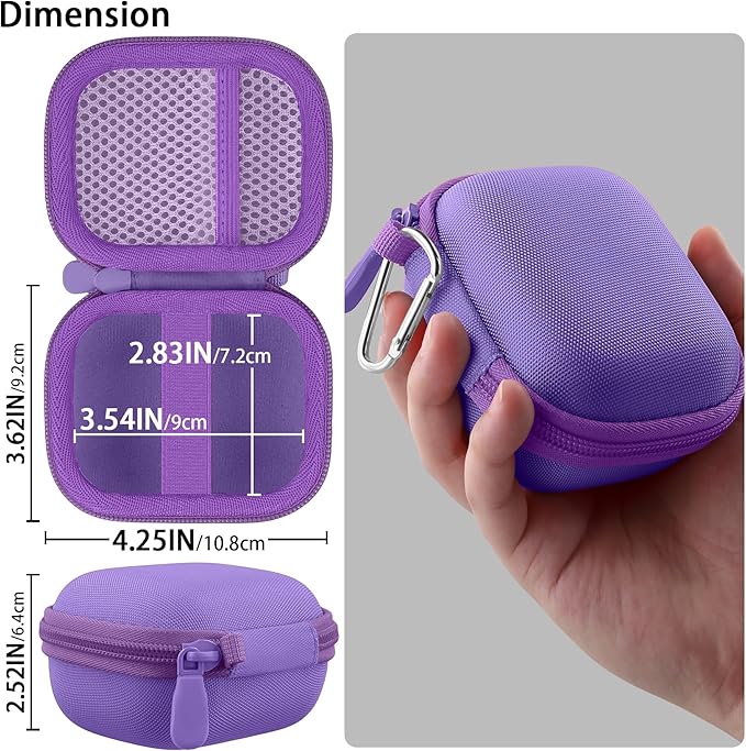 co2CREA Hard Case for Beats Powerbeats Pro 2 with Carabiner Clip, Shockproof Earbuds Storage Box – Protective Travel Cover for Powerbeats Pro 2 Wireless Bluetooth Earbuds (Hyper Purple Case)