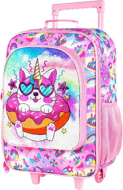 Kids Luggage for Girls, Cute Cat Rolling Suitcase Wheels for Children Toddler