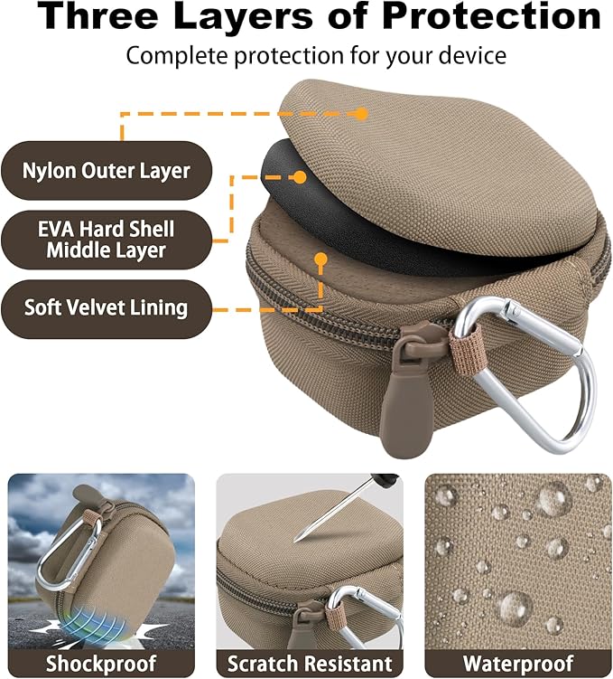 co2CREA Hard Case for Beats Powerbeats Fit with Carabiner Clip, Shockproof Earbuds Storage Box – Protective Travel Cover for Wireless Noise Cancelling Earbuds (Sand Case)