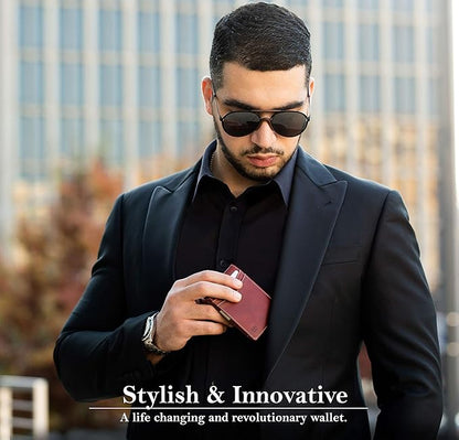 SERMAN BRANDS Money Clip Wallet - Mens Wallets slim Front Pocket RFID Blocking Card Holder Minimalist Mini Bifold