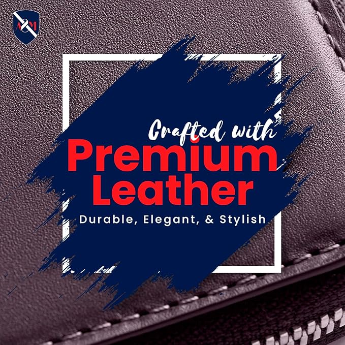 ALLEN & MATE Passport Holder Travel Wallet, 100% Leather RFID Blocking Travel Document Organiser for Men & Women