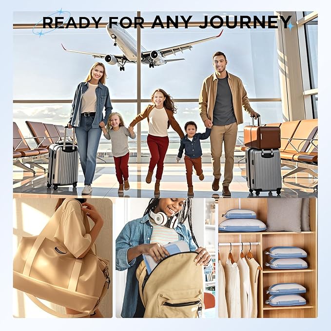 10 Set Compression Packing Cubes for Travel Essentials,Compressible Expandable Packing Cubes for Suitcase,OlarHike Luggage Organizer Bags for Travel,Handy Helper for Organizing Clothes(Light Blue)