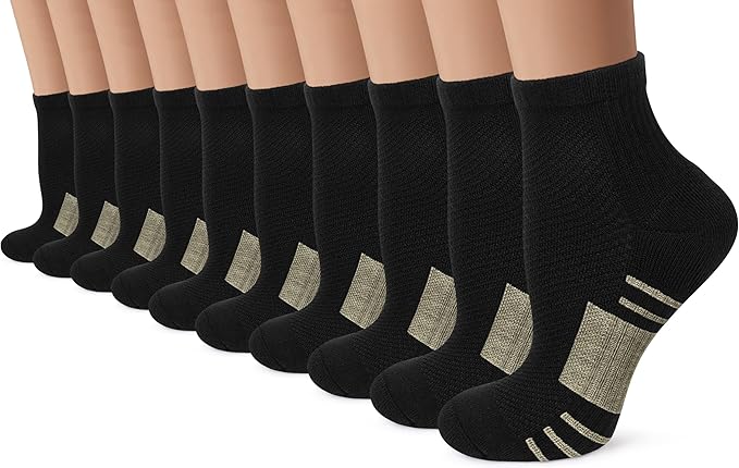 Iseasoo Copper Ankle Compression Socks - Low Cut Arch Support Socks for Men & Women, Running, Nurses, Plantar Fasciitis Socks