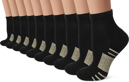 Iseasoo Copper Ankle Compression Socks - Low Cut Arch Support Socks for Men & Women, Running, Nurses, Plantar Fasciitis Socks