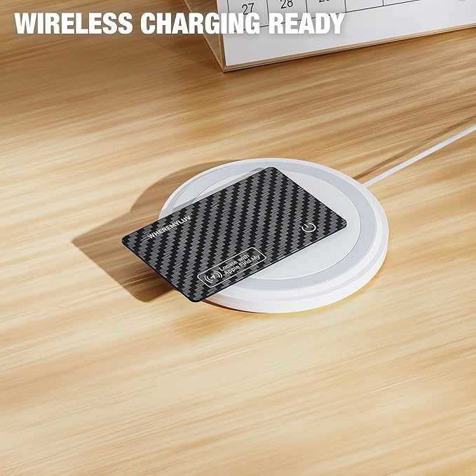 WHEREMYLUV-Item-Finder-for-Wallet, Ultra Thin Bluetooth Tracker Card Compatible with Apple Find My, Rechargeable GPS Locator, IPX8 Waterproof, Slim Smart Card for Men & Women (Black)