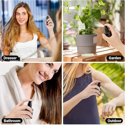 Segbeauty 1oz Small Amber Glass Spray Bottle Refillable, 4pcs Fine Mist Empty Glass Travel Bottles for Toiletries Liquid Containers, 30ml Travel Size Mini Spray Bottle Atomizer Sprayer for Perfume