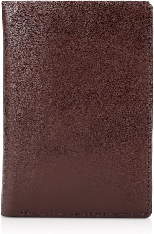 Polare Functional RFID Blocking Leather Passport Holder Travel Bifold Wallet For Men (Coffee)