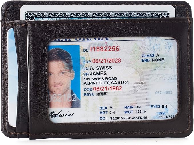 Alpine Swiss RFID Dermot Money Clip Front Pocket Wallet For Men Leather Comes in a Gift Box Brown