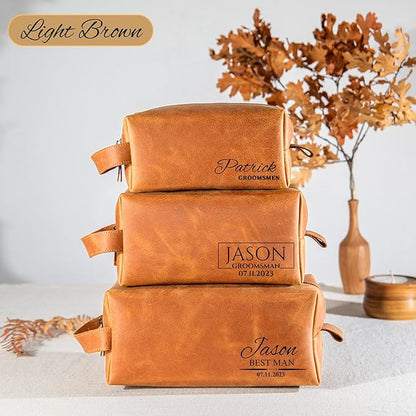 Personalized Hand Crafted Leather Toiletry Bag for Men, Shaving Bags, Travel Pouch, Engraved Monogrammed Leather Dopp Kit, Toiletries, Grandpa, Boyfriend, Groomsmen, Birthday, for Men