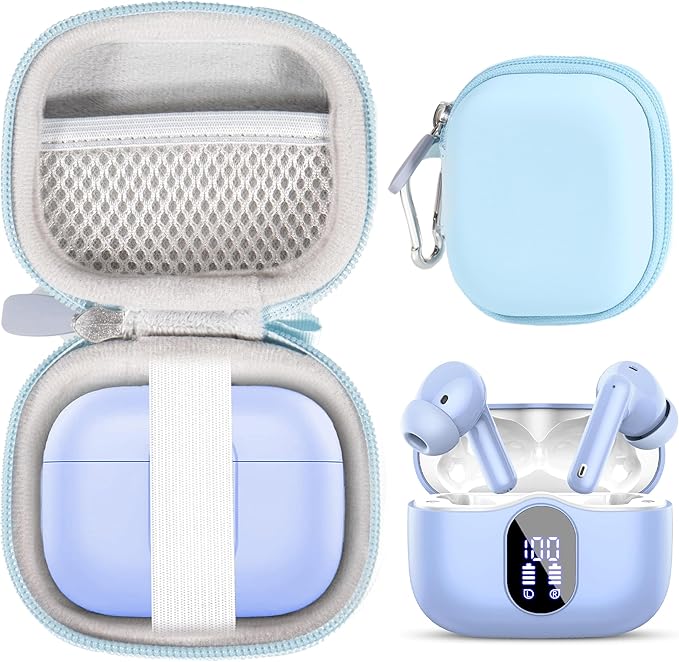 getgear case for Btootos A90 Wireless Earbuds with Noise Cancelling Mic LED Display (Blue)