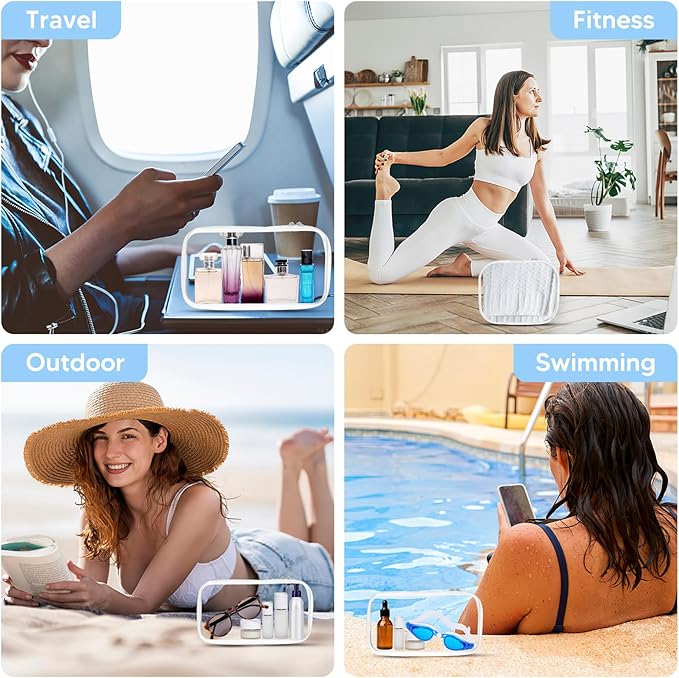 BOBOKA 3PCS Clear Hard Shell Zipper Case for Storage, Portable Waterproof Cosmetic Bag with Zipper, Plastic Clear Pencil Case, Toiletry Pouch, Travel Organizer, Toy Storage Bins