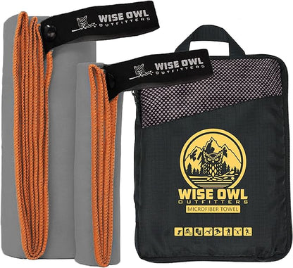 Wise Owl Outfitters Microfiber Camping Towel - Quick Dry Towel for Travel, Backpacking, Hiking, Beach, Gym & Yoga - Compact, Fast Drying & Lightweight