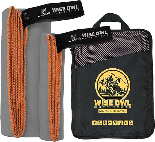Wise Owl Outfitters Microfiber Camping Towel - Quick Dry Towel for Travel, Backpacking, Hiking, Beach, Gym & Yoga - Compact, Fast Drying & Lightweight